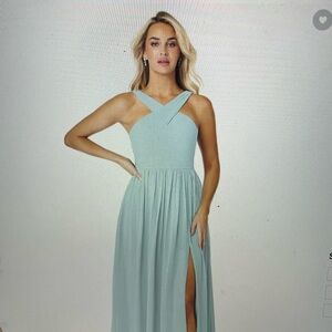 Azazie Light Blue Cross-Strap Gown